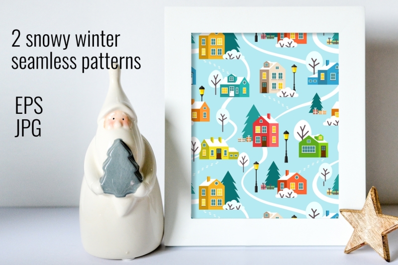 winter-town-vector-seamless-patterns