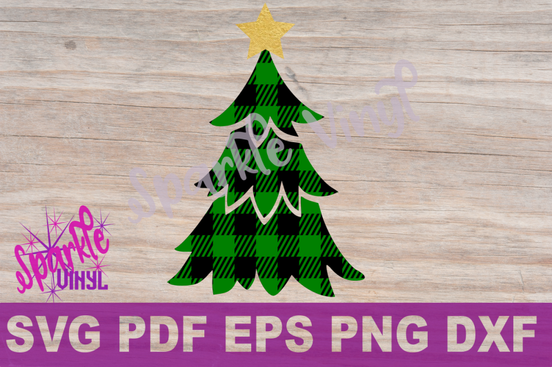 Svg Buffalo Plaid Christmas Tree with Star Shirt Sign Stencil printable