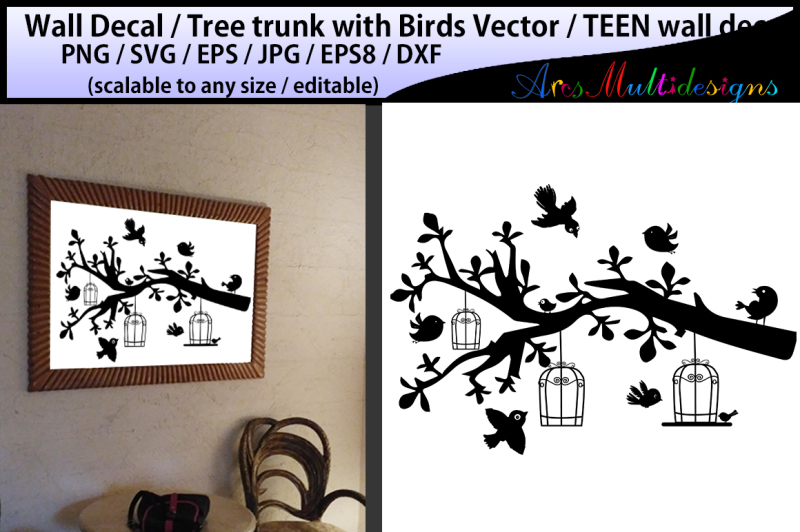 teen-girl-bedroom-wall-decal-wall-decal-silhouette-birds-svg-silhouette-tree-with-bird