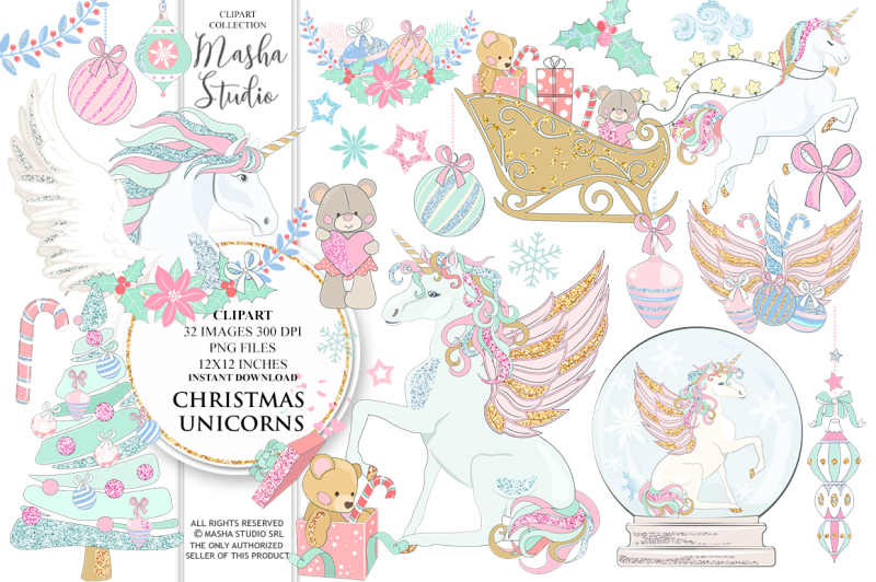 christmas-unicorns-clipart