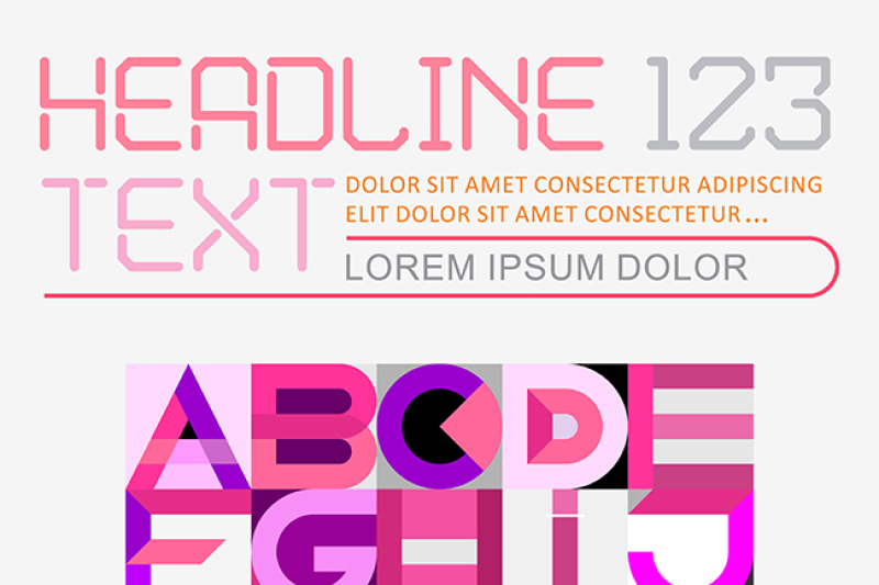 Free Geometric Font Design vector template (PSD Mockups)