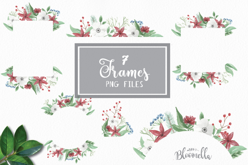 festive-christmas-watercolor-package-53-pieces-png-files-hand-painted-collection-wreaths-elements-patterns-frames-bouquets