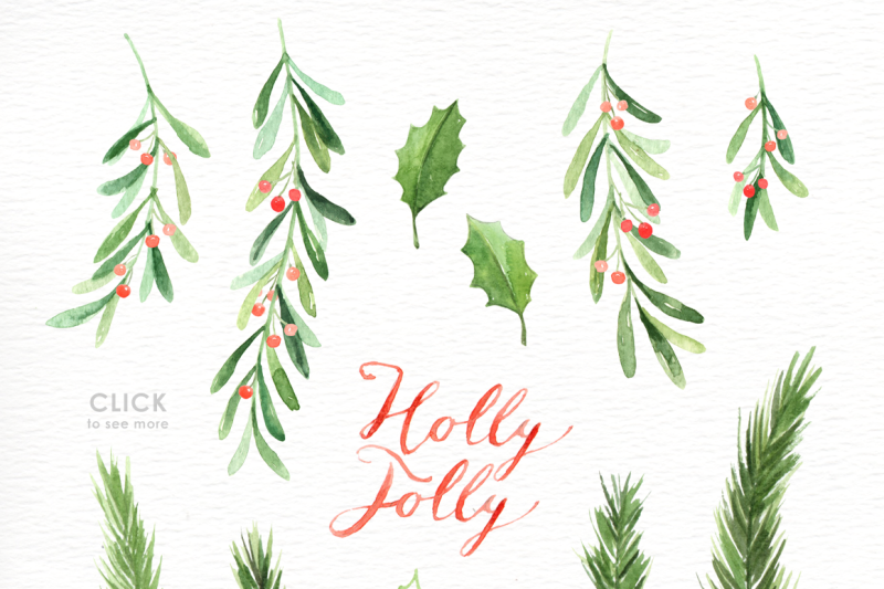 holly-jolly-watercolor-cliparts
