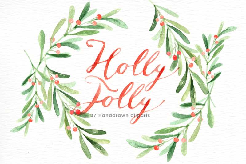 holly-jolly-watercolor-cliparts