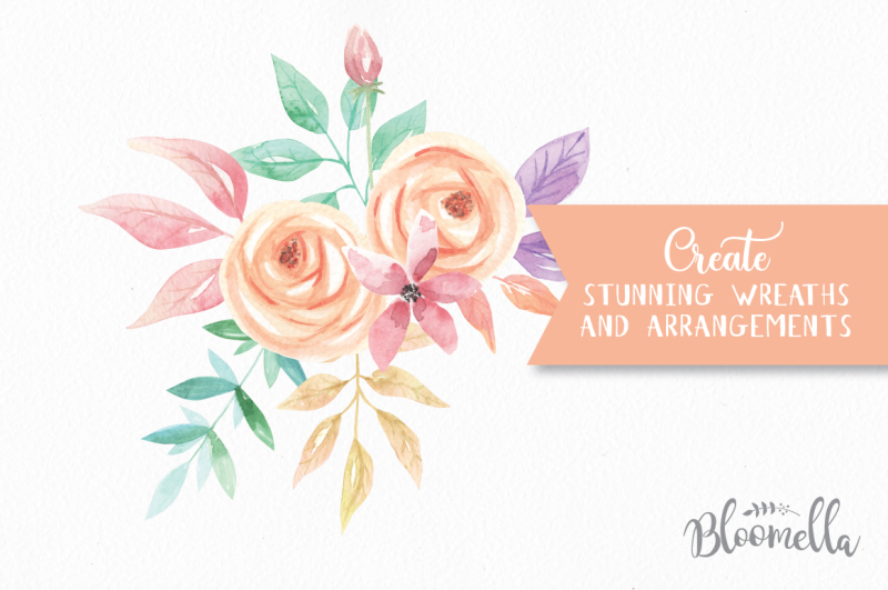 35-watercolour-peach-spring-summer-clipart-hand-painted-elements-wedding