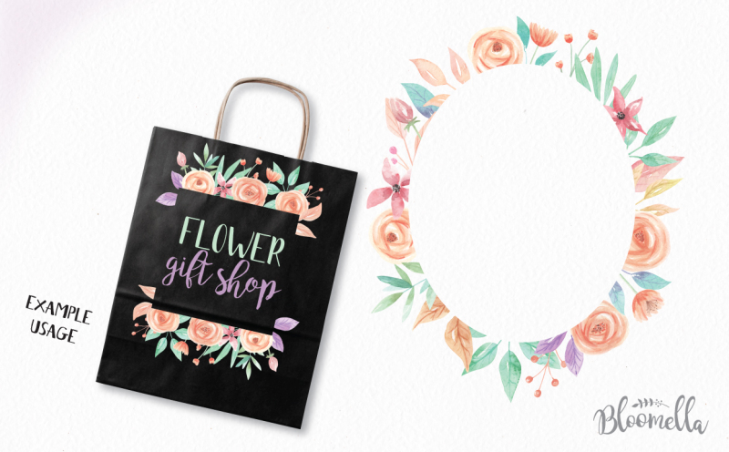 watercolor-7-frames-peach-flower-floral-spring-summer-wedding-clipart-borders