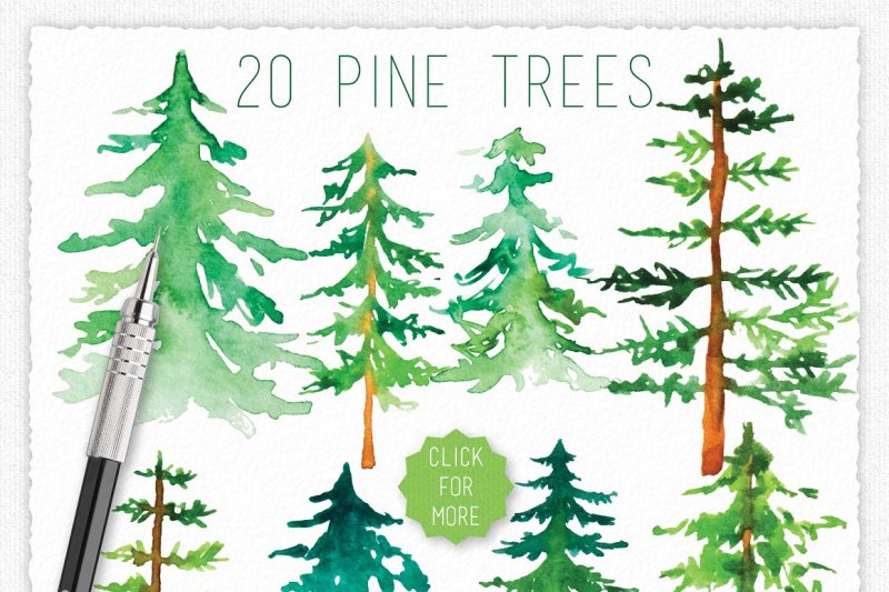 watercolor-pine-tree-graphic-elements