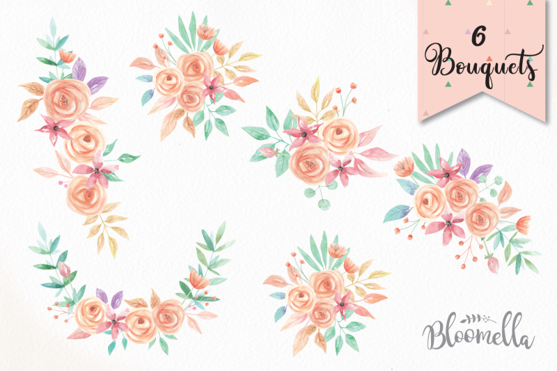 pretty-in-peach-watercolor-package-huge-61-collection-flowers-and-leaves-wedding