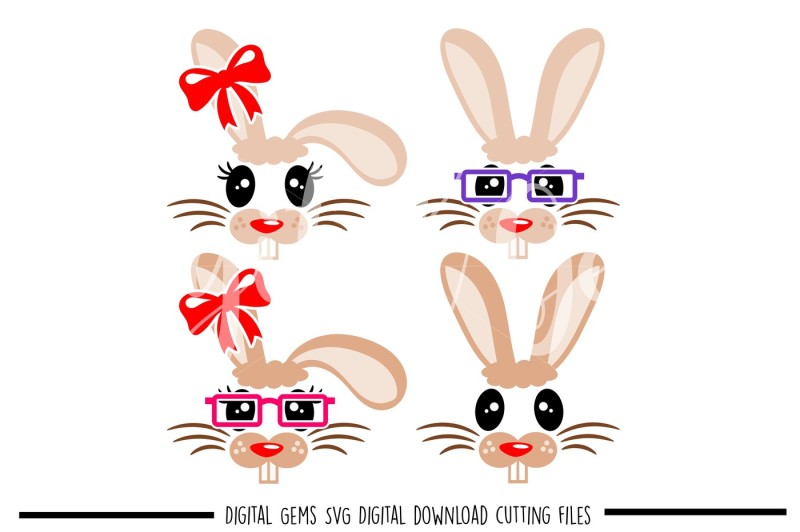 rabbit-faces-svg-dxf-eps-png-files
