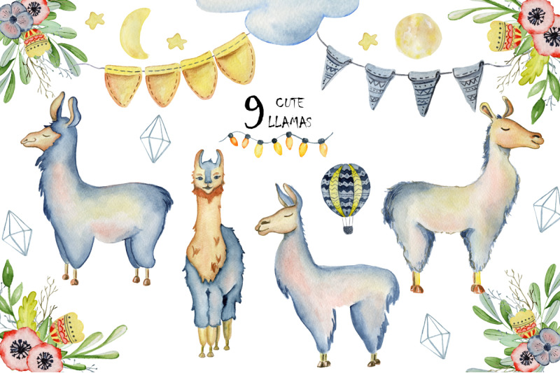 cute-llamas-watercolor-animals-clipart
