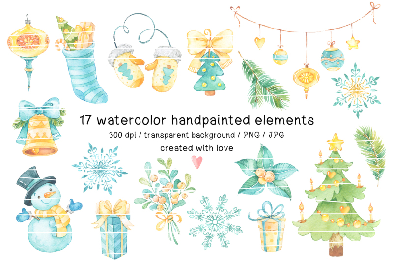 new-year-watercolor-clipart