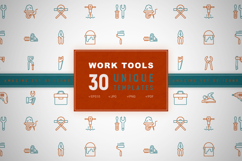 work-tools-icons-set-concept