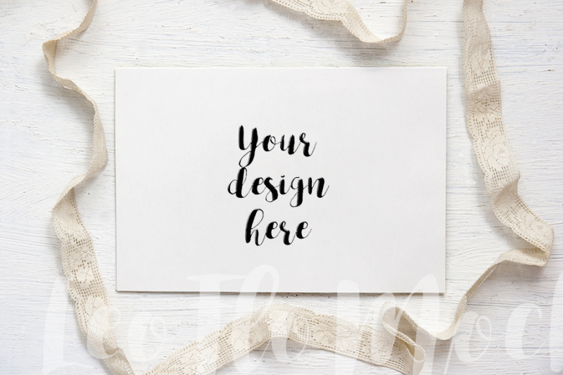 Free Greeting Card mockup horizontal Rustic romantic photo psd png (PSD Mockups)