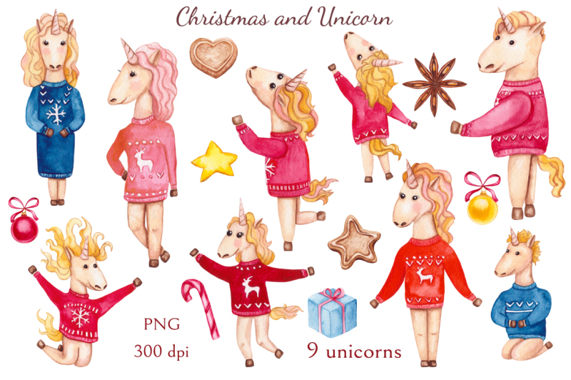 watercolor-christmas-and-unicorns