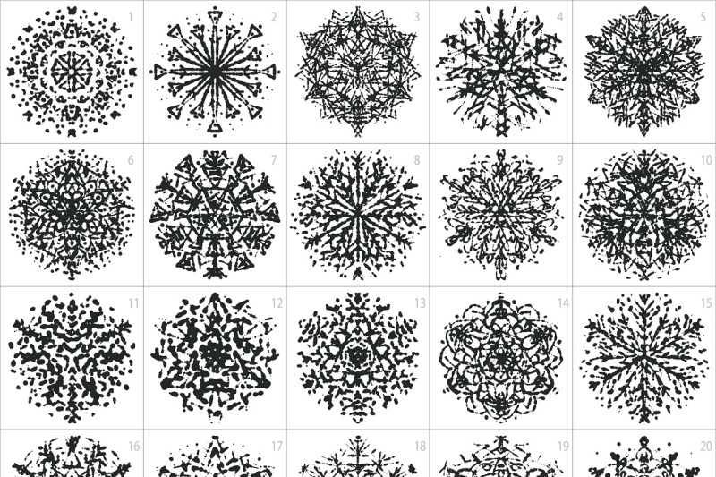 ink-hand-drawn-snowflakes-vector-set