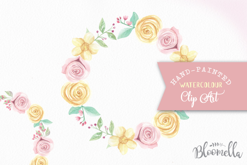 rose-bliss-watercolor-wreath-hand-painted-pink-yellow-lemon-garlands-wedding-clipart