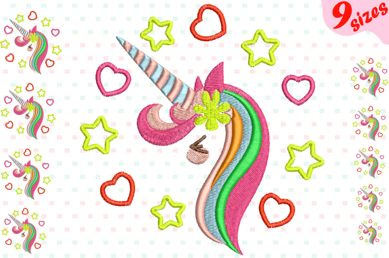 flower-unicorn-embroidery-design-machine-instant-download-commercial-use-digital-file-icon-symbol-sign-cute-smile-face-happy-girl-horn-133b