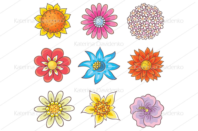 cartoon-hand-drawn-flowers