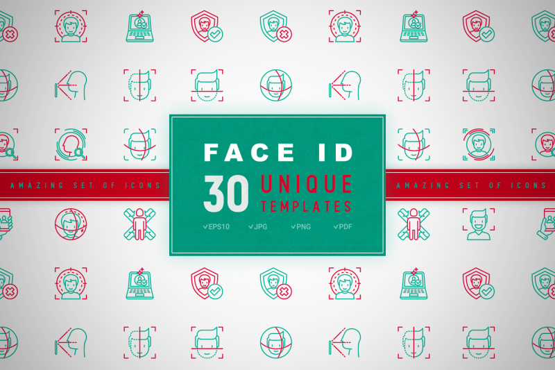 face-id-icons-set-concept
