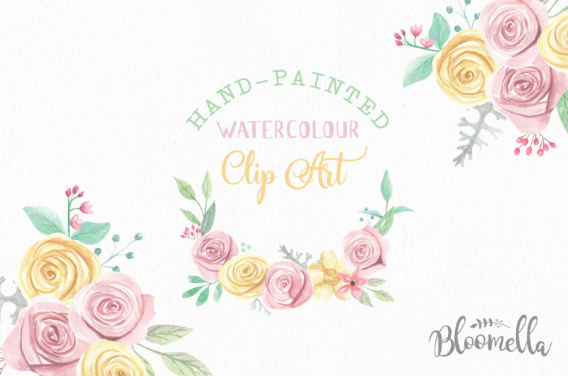 watercolour-rose-bliss-bouquet-pink-yellow-arrangement-wedding-clipart