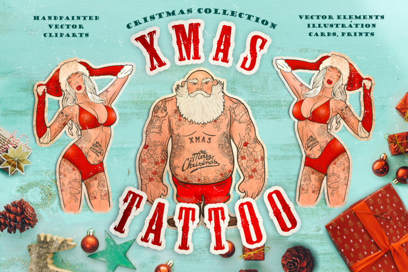 cristmas-vector-collection-xmas-tattoo