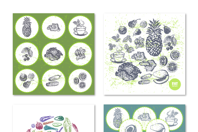 fruits-and-veggies-ink-drawings