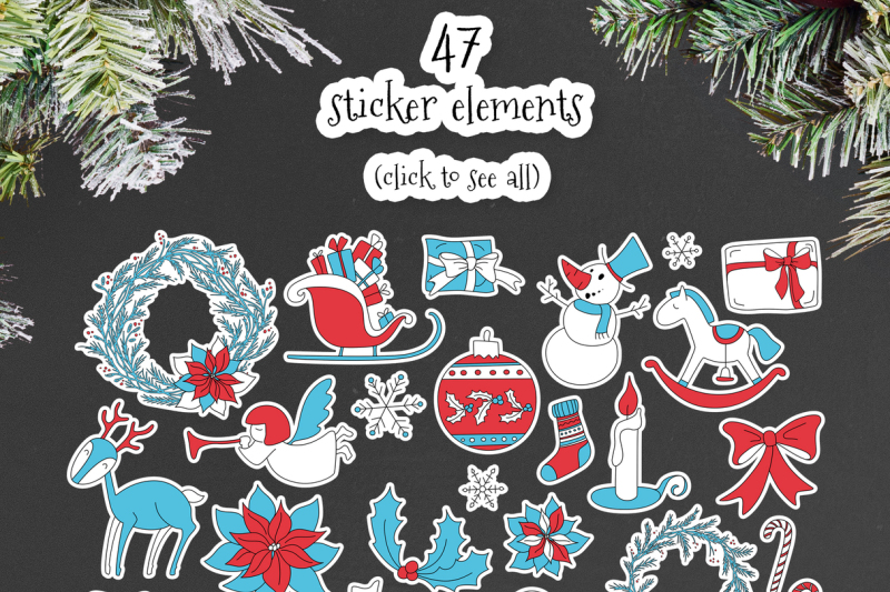 simply-christmas-vector-stickers-set