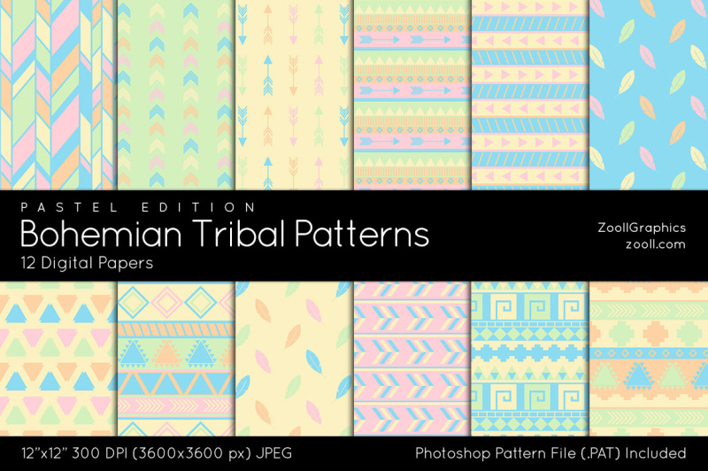 bohemian-tribal-pastel-edition-digital-papers