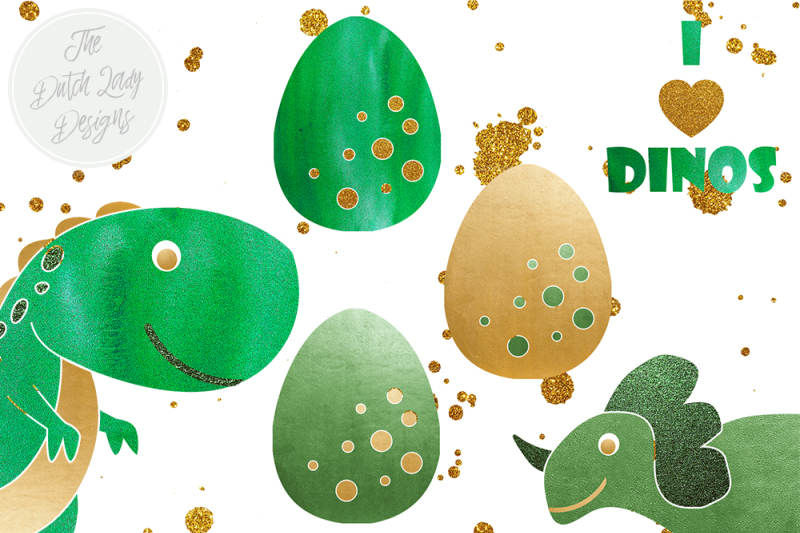 dinosaur-clipart-set-in-gold-and-green