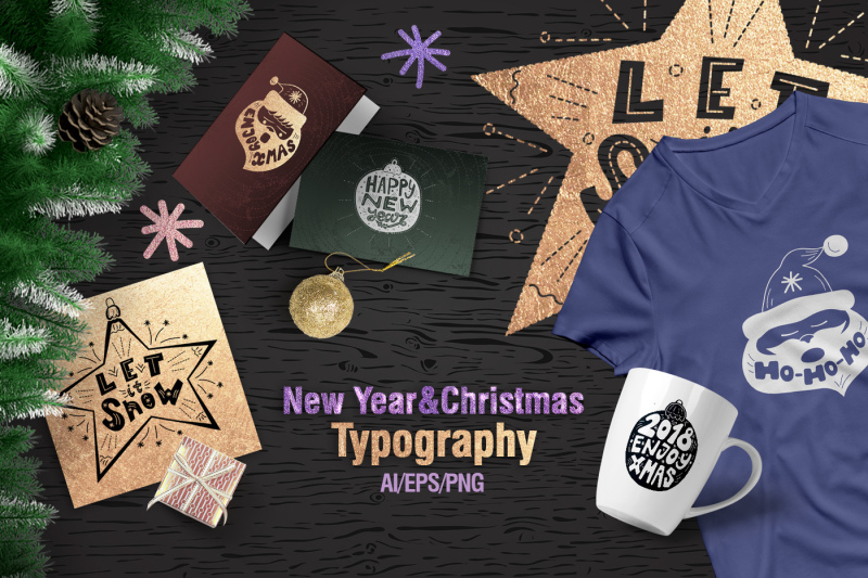 new-year-and-christmas-typography