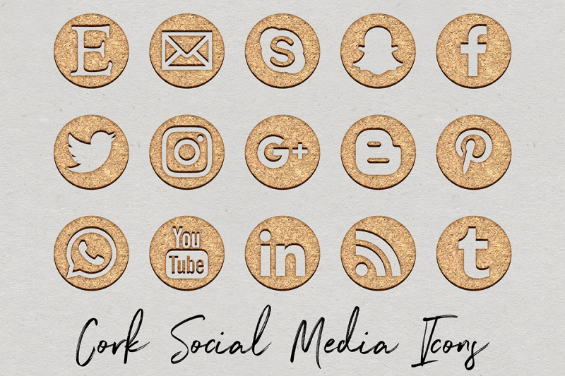 cork-social-media-icons-set