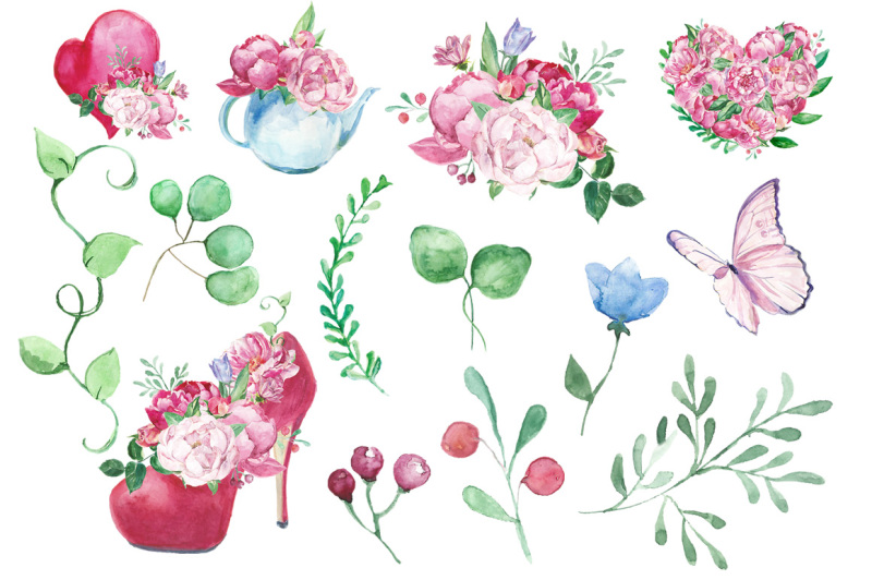 romantic-bouquet-watercolor-set