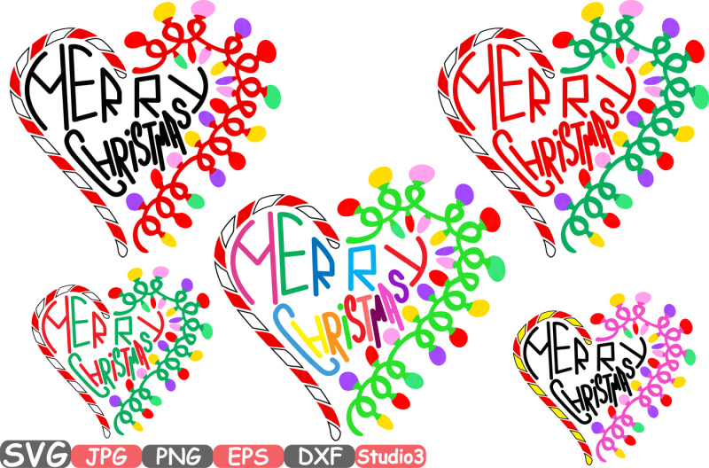 Download Merry Christmas Heart Silhouette SVG Cutting Files Digital ...