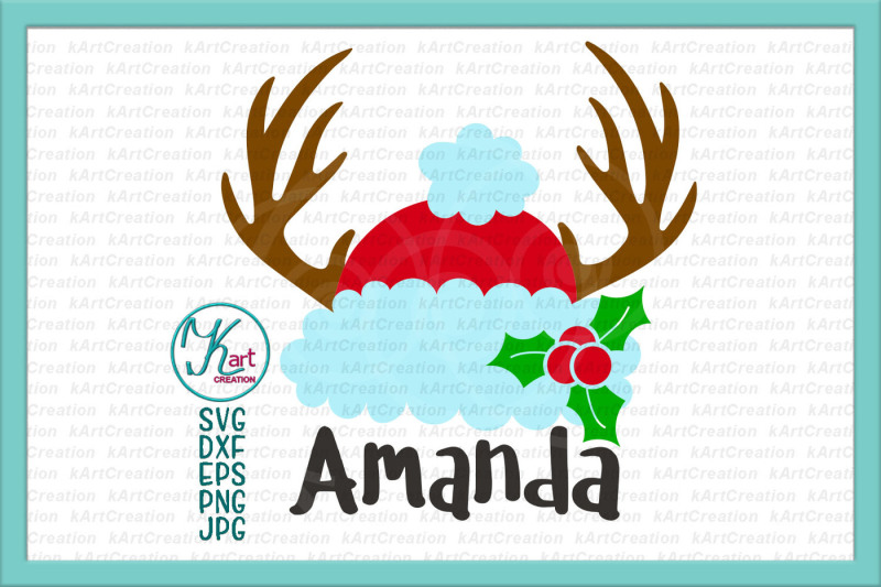 Download Deer antlers Christmas svg, antlers Santa hat svg, Holly ...