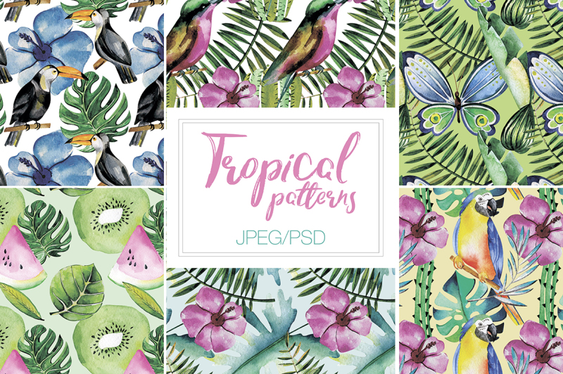 watercolor-tropical-patterns
