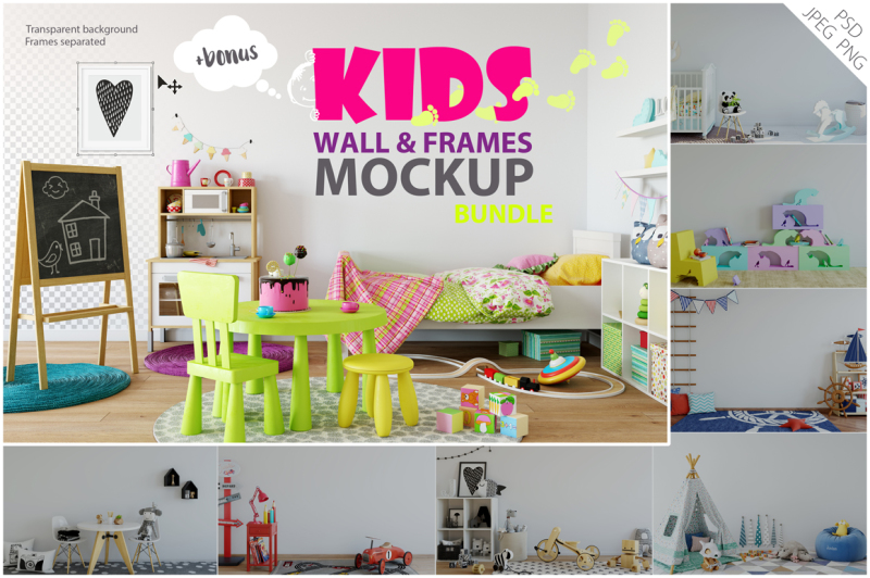 kids-wall-and-frames-mockup-bundle