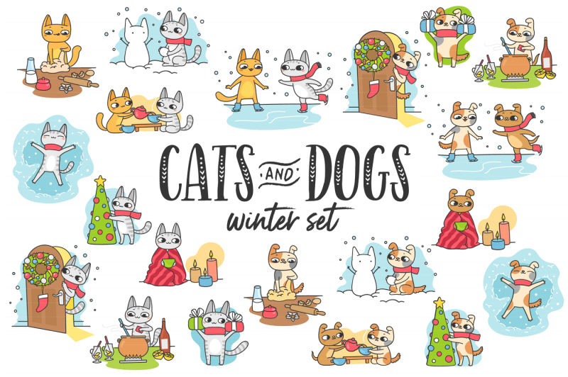 cats-and-dogs-winter-set