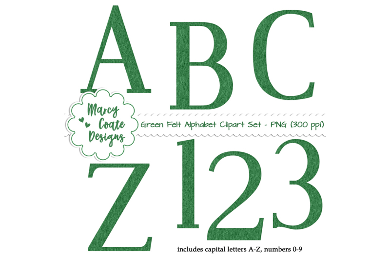 green-felt-alphabet-clipart-set