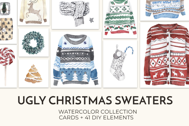 sale-watercolor-ugly-christmas-sweaters