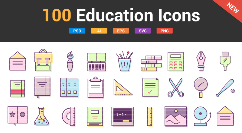100-flat-education-icons