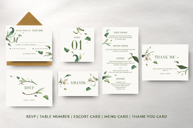 green-foliage-wedding-invitation-suite