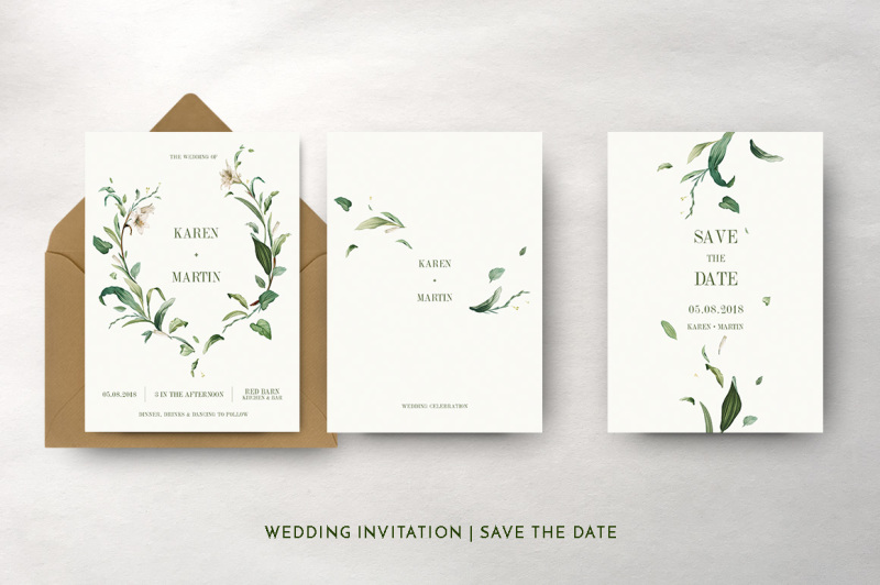 green-foliage-wedding-invitation-suite