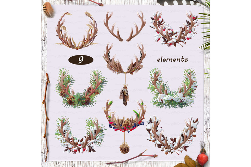 christmas-vector-set-winter-forest