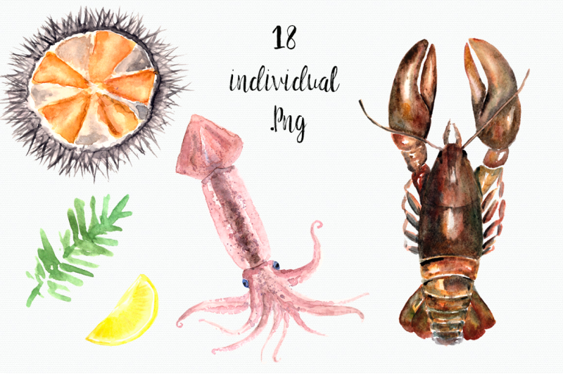 watercolor-seafood-clip-art-set