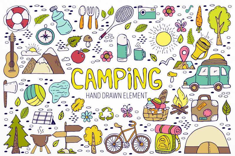 camping-hand-drawn-element
