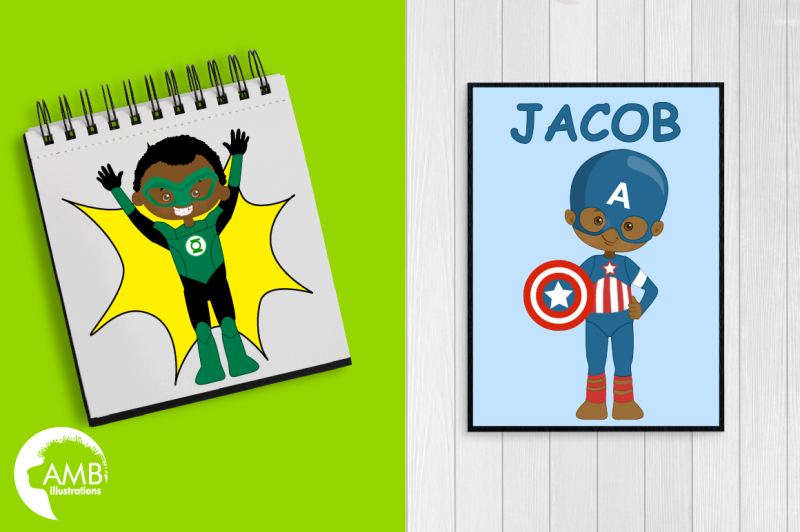 superhero-kids-dark-skin-cliparts-graphics-illustrations-amb-2324