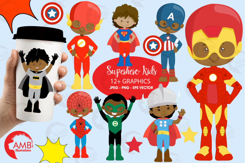 superhero-kids-dark-skin-cliparts-graphics-illustrations-amb-2324