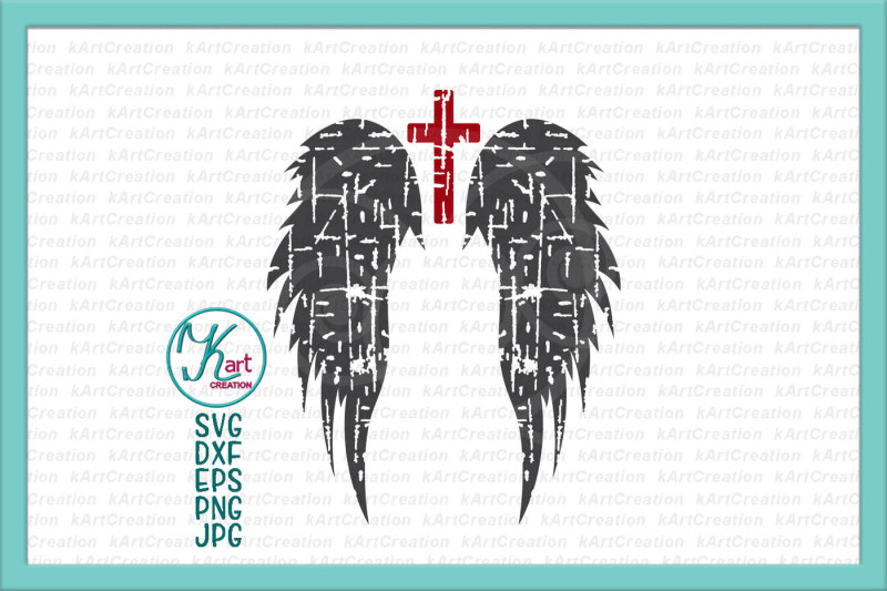 angel-wings-iron-on-angel-wings-svg-angel-wings-with-cross-svg-grunge-texture-svg-wings-grunge-effect-christian-svg-grunge-svg-dxf
