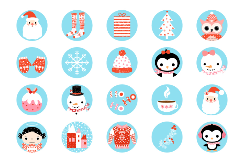 digital-christmas-collage-sheet-round-christmas-circle-icons-clipart