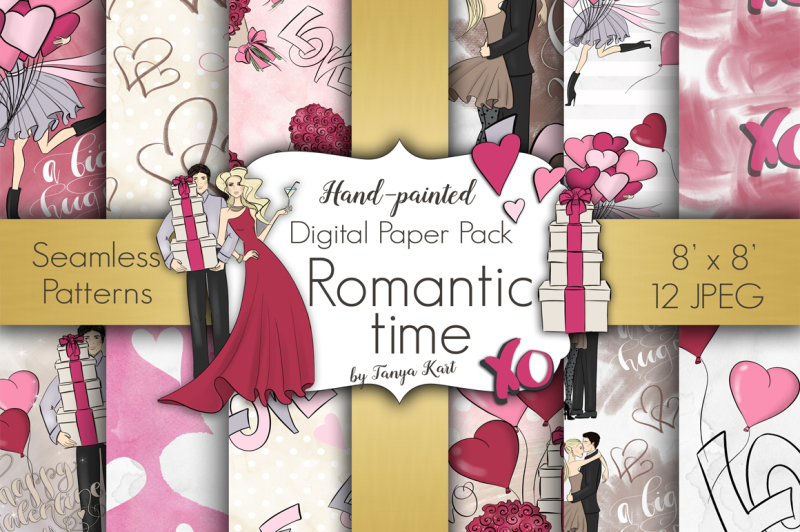romantic-time-digital-paper-pack